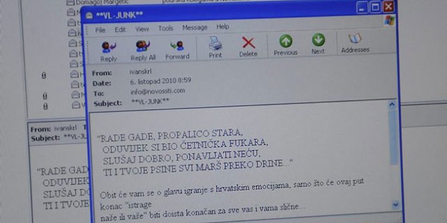 prijetnje mailom redakciji Novosti