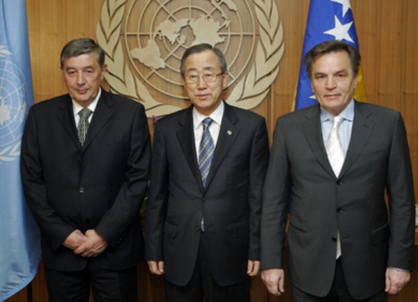 Neboj&scaron;a Radmanović i Haris Silajdžić sa Ban ki-munom