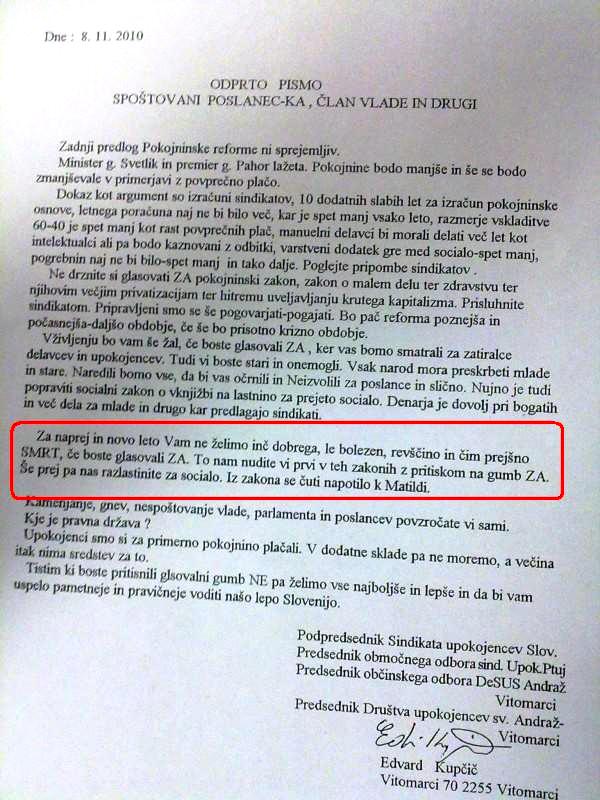otvoreno pismo vladi slo