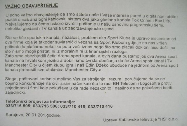 Saop&scaron;tenje HS