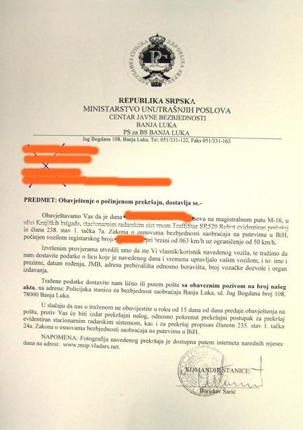 Kazna - prekoračenje brzine