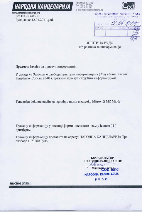 Dokument - Narodna kancelarija