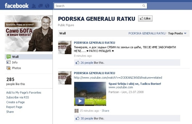 Podr&scaron;ka Mladiću na FB