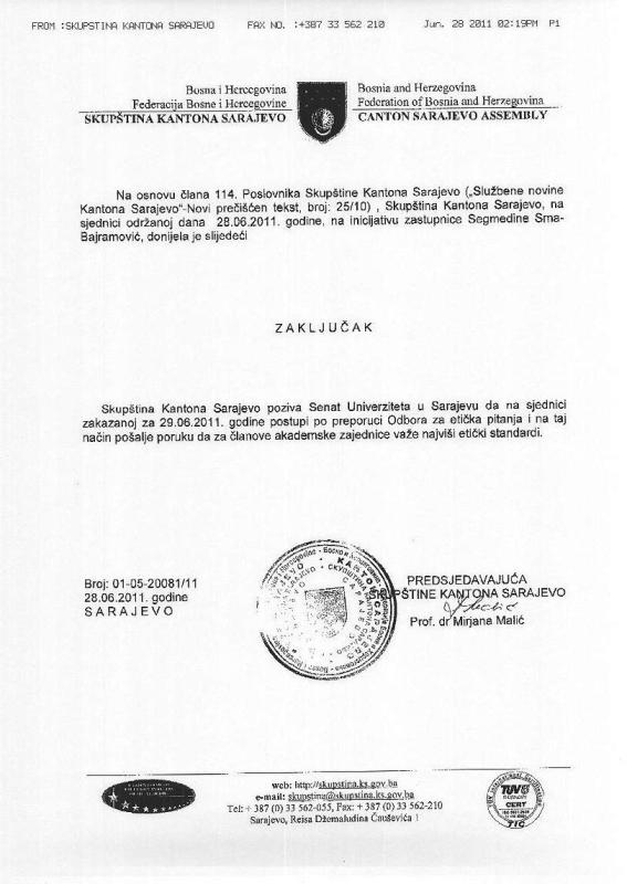 Skupštini Kantona Sarajevo Skupštini Kantona Sarajevo