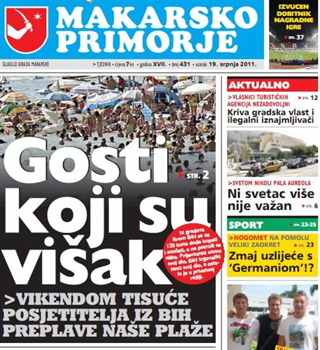 Naslovnica lista 'Makarsko primorje'