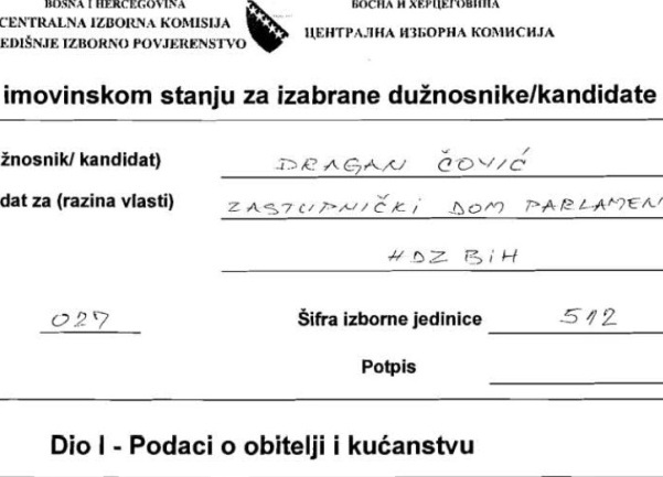 Imovinski karton naslovna Imovinski karton naslovna