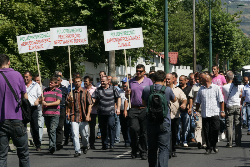 Poljoprivrednici iz FBiH pred zgradom federalne Vlade u Sarajevu