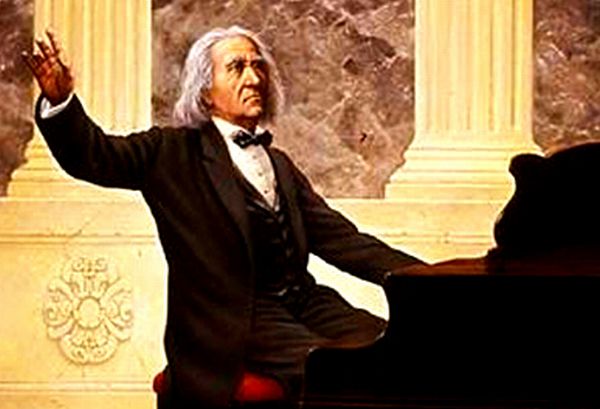 Klavir je namjerno postavljao profilom prema publici kako bi mu mogla vidjeti lice, i sve je vrijeme izvedbe snažno zamahivao glavom tako da mu je duga kosa letjela na sve strane; ilustracija: Pianoparadise.com Klavir je namjerno postavljao profilom prema publici kako bi mu mogla vidjeti lice, i sve je vrijeme izvedbe snažno zamahivao glavom tako da mu je duga kosa letjela na sve strane; ilustracija: Pianoparadise.com