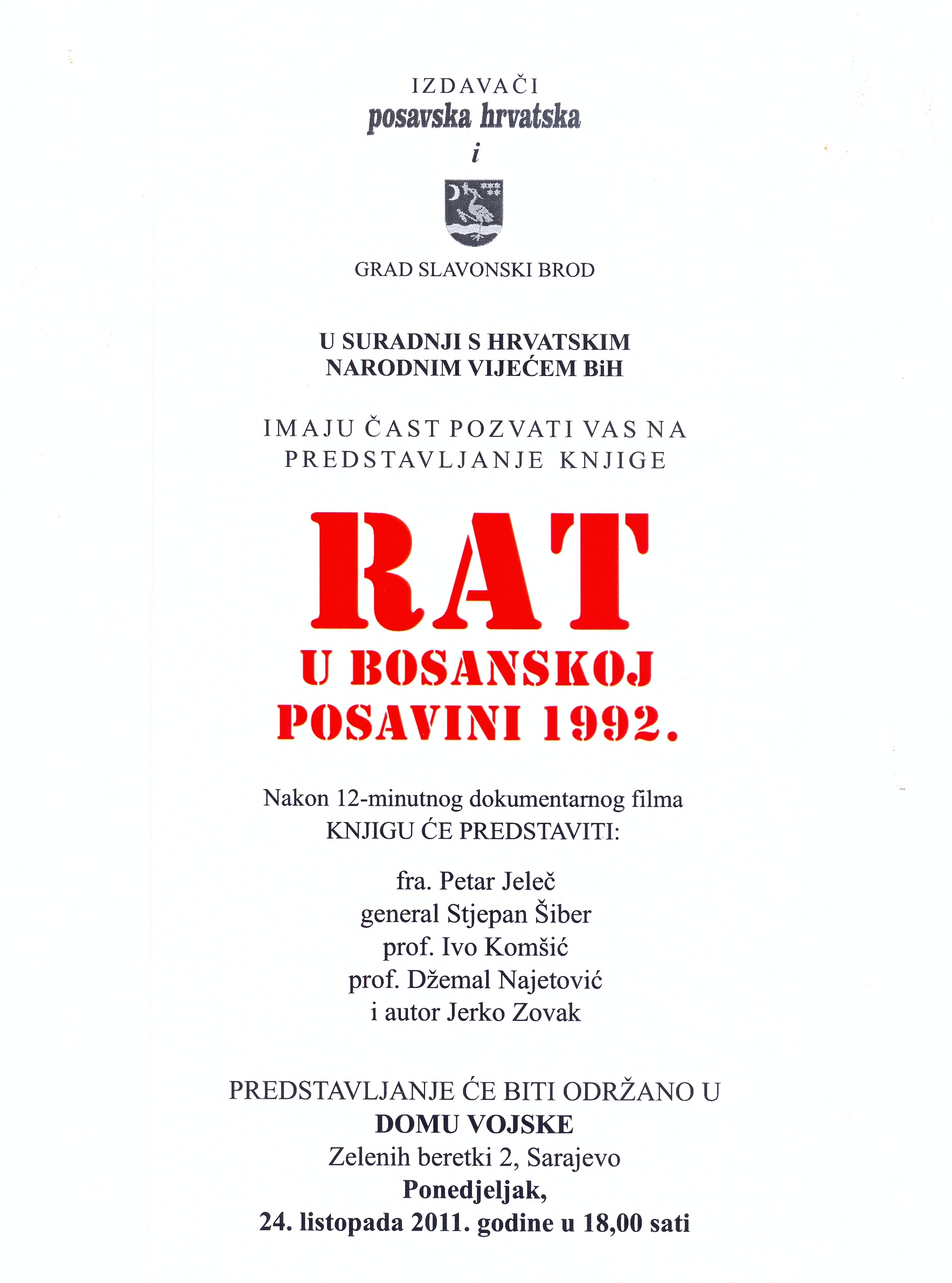 Rat u bosanskoj Posavini 1992. - pozivnica