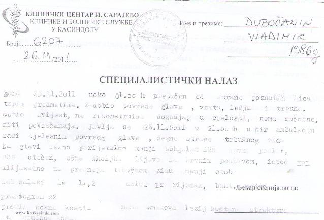 ljekarski nalaz_V. Dubočanin
