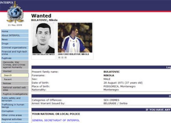 Nikola Bulatović - Interpolova potjernica