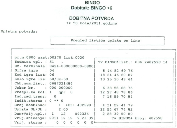 bingo plus 16. decembar