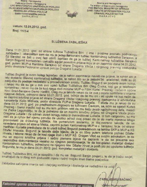 policijska zabilje&scaron;ka Vehbe Numanovića