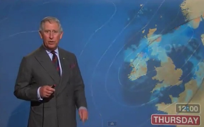 princ Charles čita vremensku prognozu