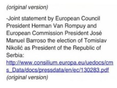 čestitka EU NIkoliću