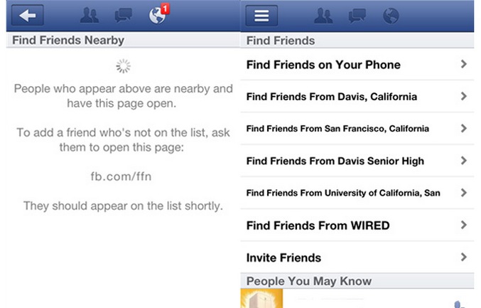 facebook aplikacija Find Friends Nearby