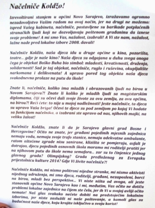 Pismo građana načelniku Nedžadu Koldži
