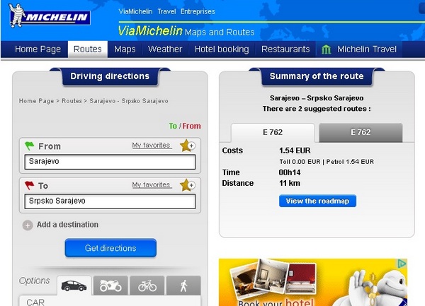 ViaMichelin - Srpsko Sarajevo ViaMichelin - Srpsko Sarajevo