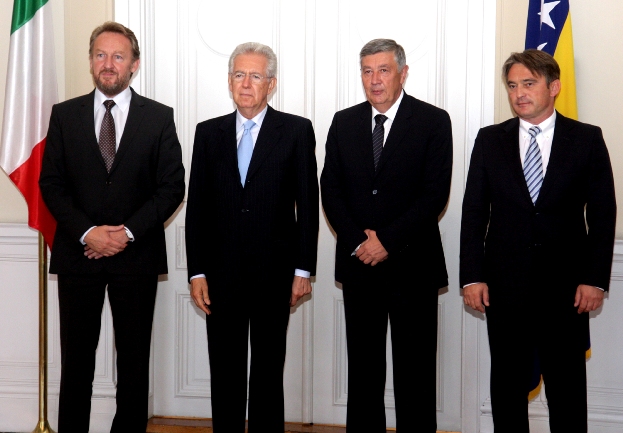 Mario Monti s članovima Predsjedni&scaron;tva BiH