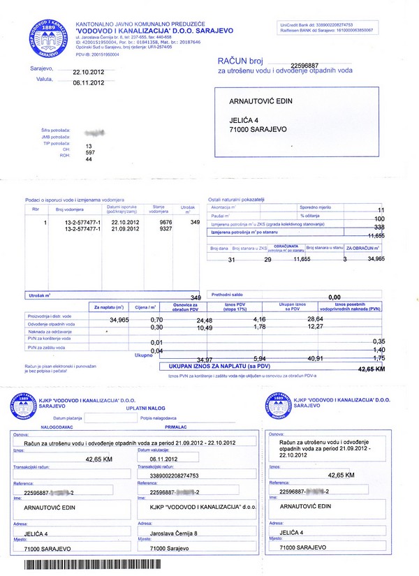 racun za vodu racun za vodu
