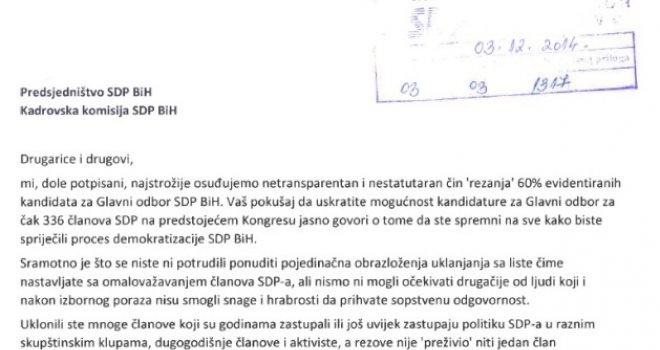 Pobuna mladih kadrova SDP BiH: Stidite se! Spremni ste na sve kako biste spriječili demokratizaciju partije!
