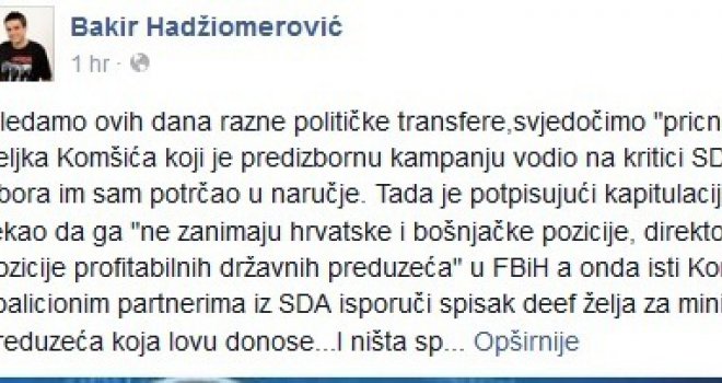 Gdje nestadoše (predizborni) principi Željka Komšića?