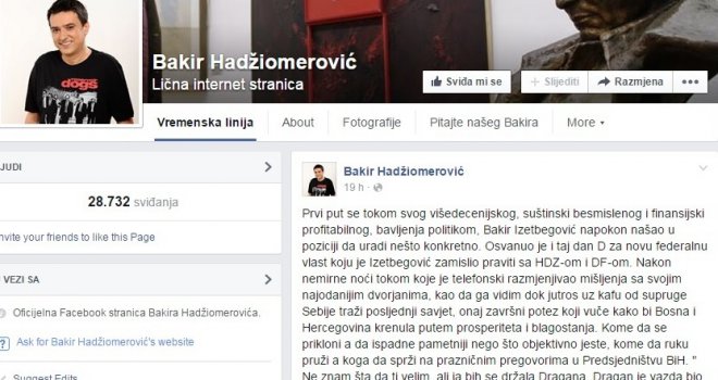 O imenjaku, ženi mu Sebiji i Draganu Čoviću: Kada ne budu više imali šta da podijele, podijelit će BiH