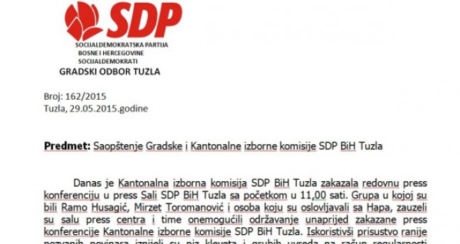 Povodom incidenta na press konferenciji: Laži i klevete na račun izbornih kandidata i rukovodstva partije!