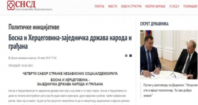 Objavljen Dodikov dokument iz 2001. godine: BiH - zajednička država naroda i građana