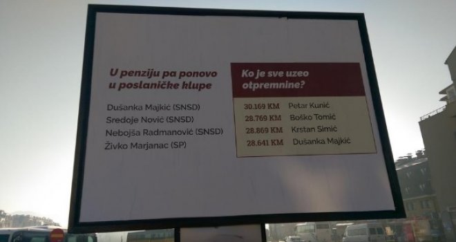 Billboard u Istočnom Sarajevu: Ko je uzeo otpremninu i 'otišao u penziju'