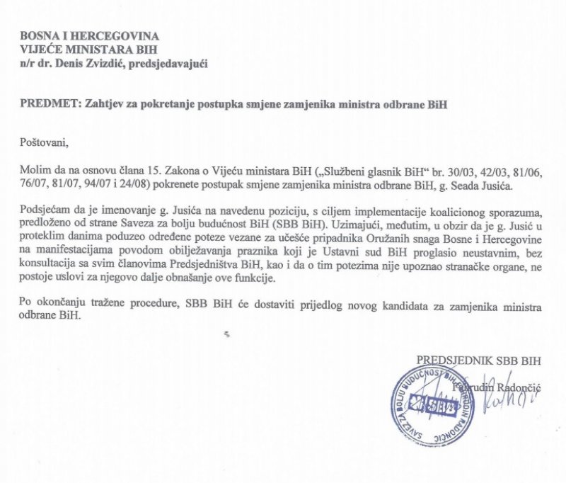 sbb-zahtjev-smjena-jusic