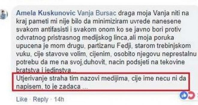 Zaustavite Amelu Kuskunović i prijetnje medijima!