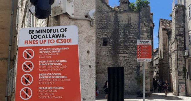 U Splitu postavljena tabla s pravilima: Za one koji ih ne poštuju kazna 300 eura
