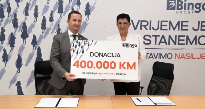 Bingo donirao 400.000 KM za izgradnju prve sigurne kuće u Trebinju