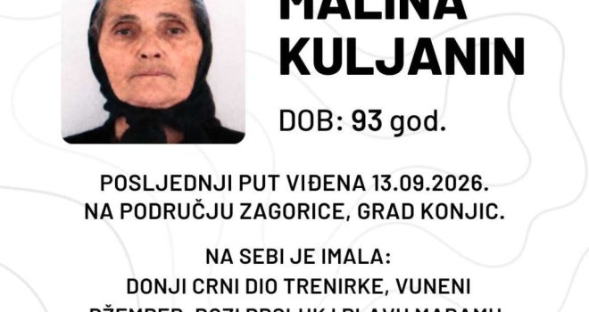 GSS Prenj organizira veliku potragu za nestalom Malinom Kuljanin